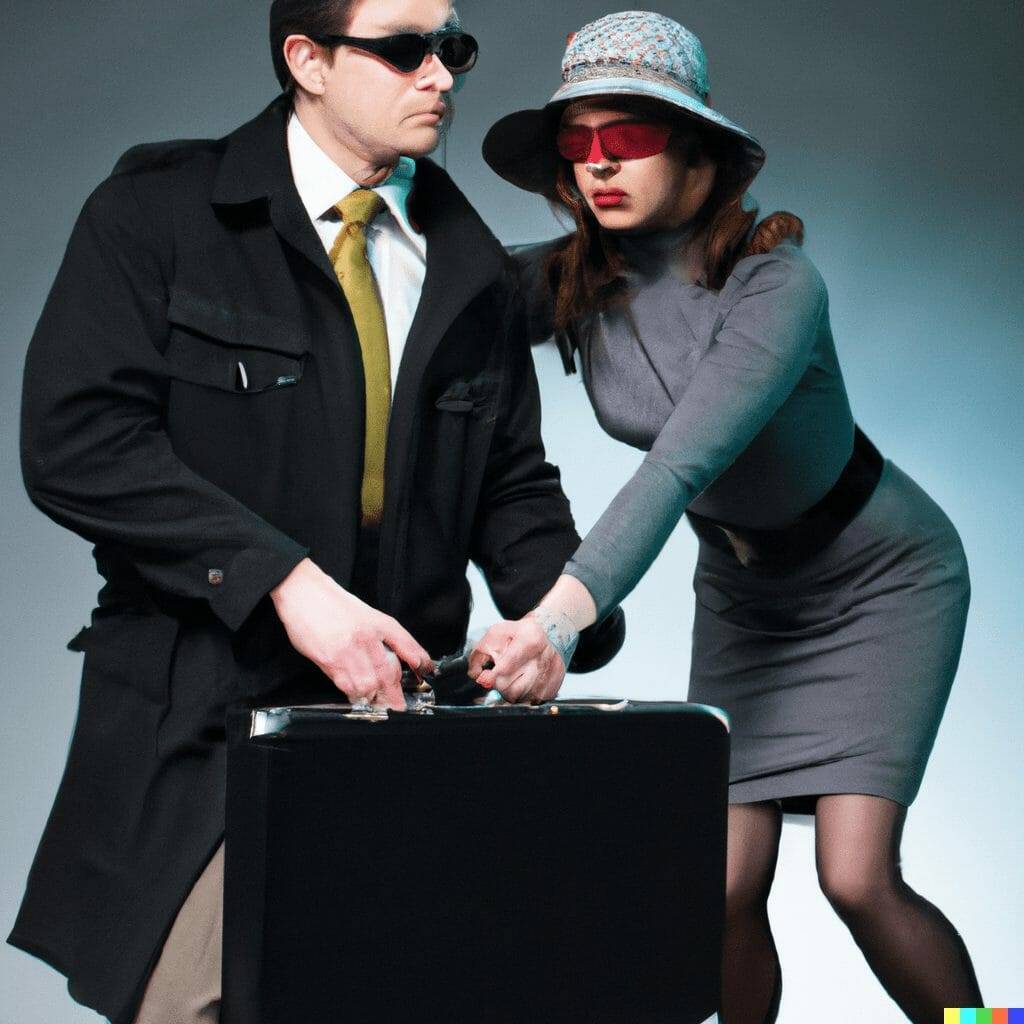 picture of spies exchanging a suitcase