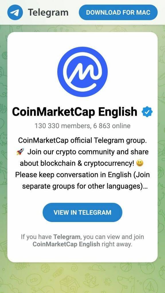 The Coinmarketcap telegram group