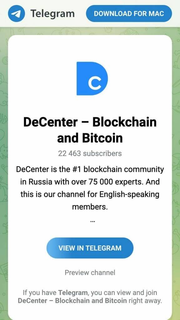 DeCentre Crypto Telegraph Group