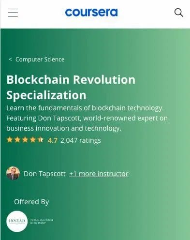 INSEAD blockchain revolution specialization coursera
