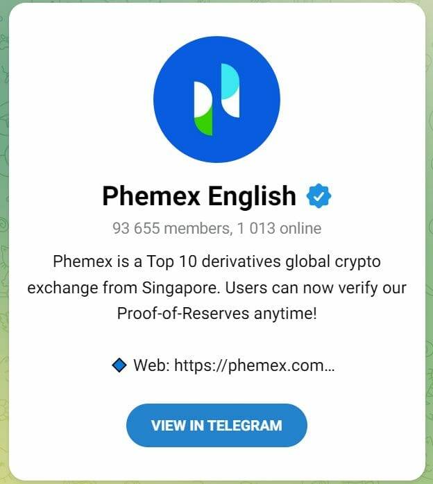 Phemex English Telegram Group