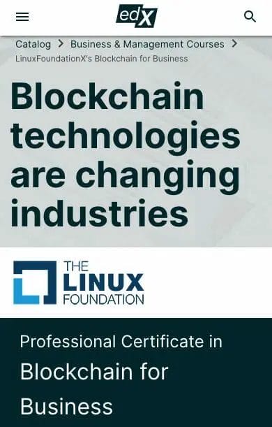 Professional Certificate in Blockchain for Business