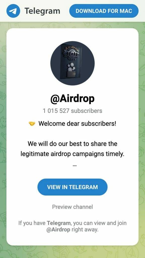 airdrop telegram group