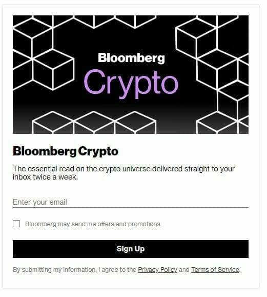 screenshot of Bloomberg's subscription page