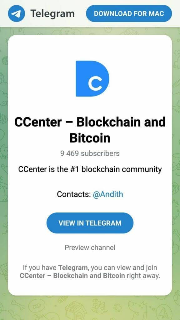 ccenter blockchaintelegram channel