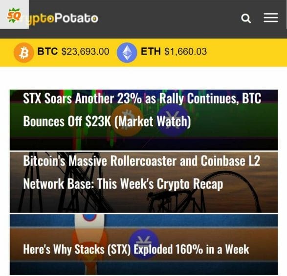 CryptoPotato homepage