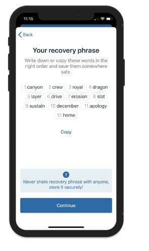 Trust wallet - save recovery phrase