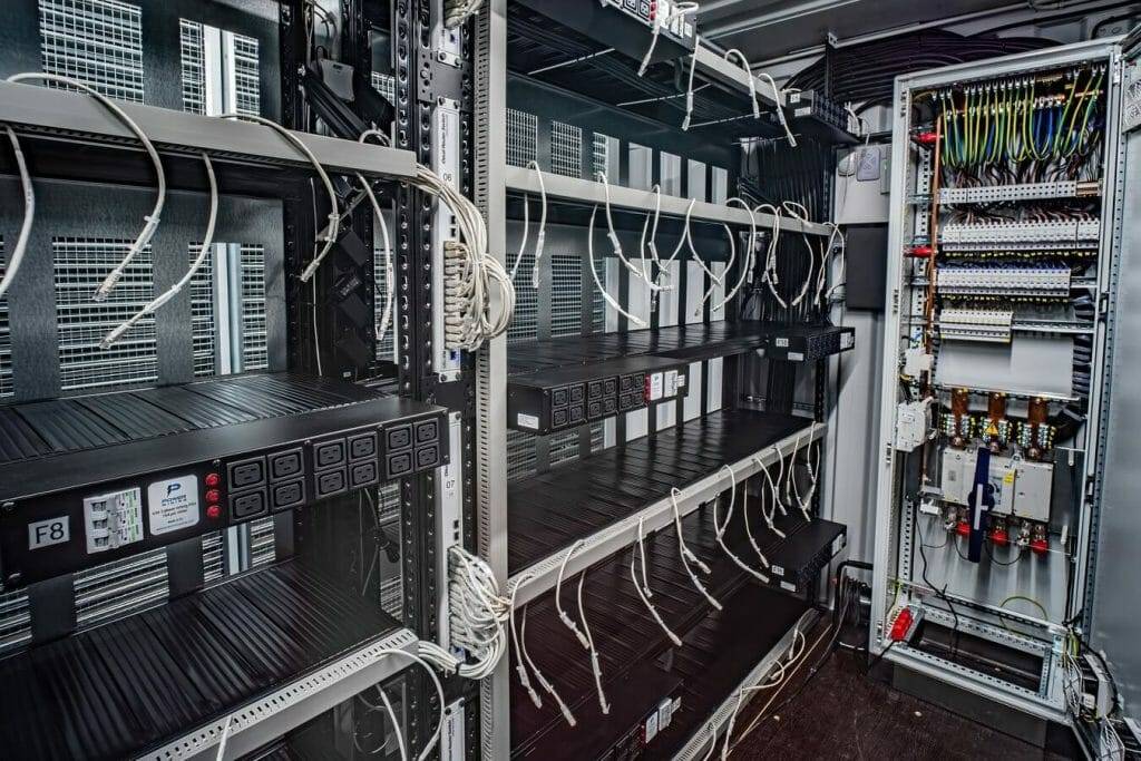 inside view of bitcoin mining container