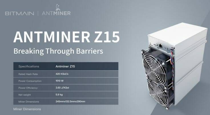 Bitmain Antminer Z15 for Zcash mining