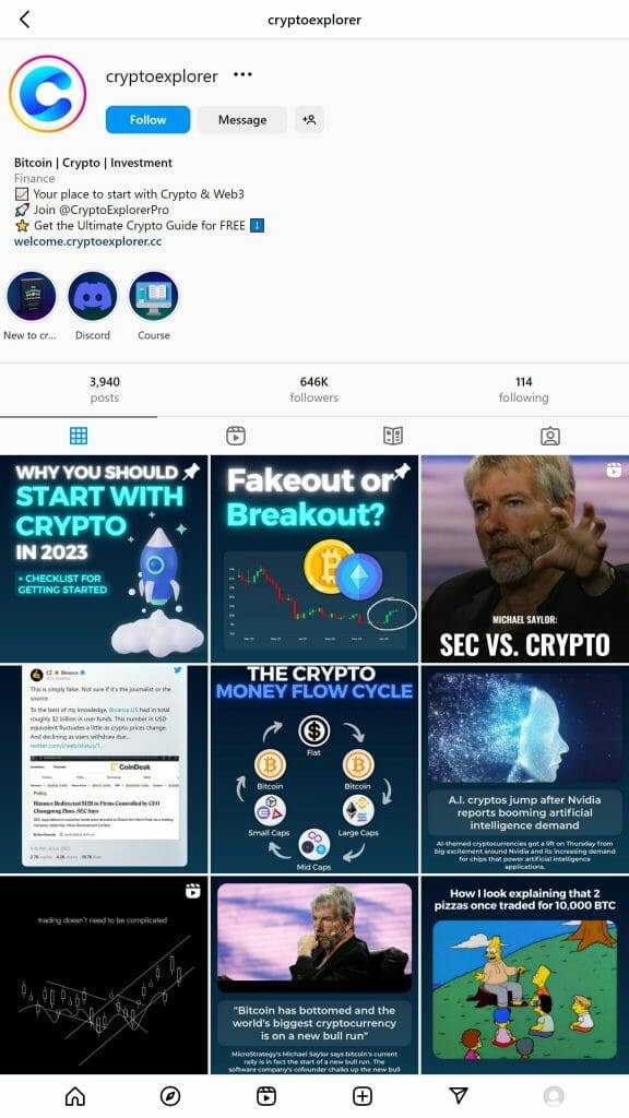 CryptoExplorer Instagram Account
