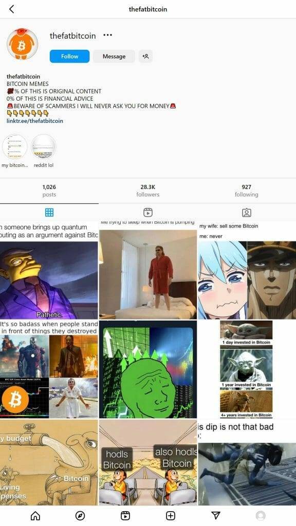 The Fat Bitcoin Crypto Instagram Account