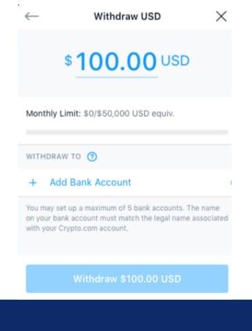 Inserting USD withdrawal amount on Crypto.com
